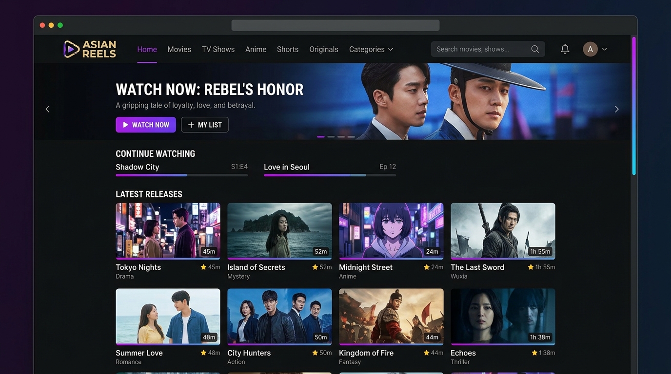 Asian Reels website preview