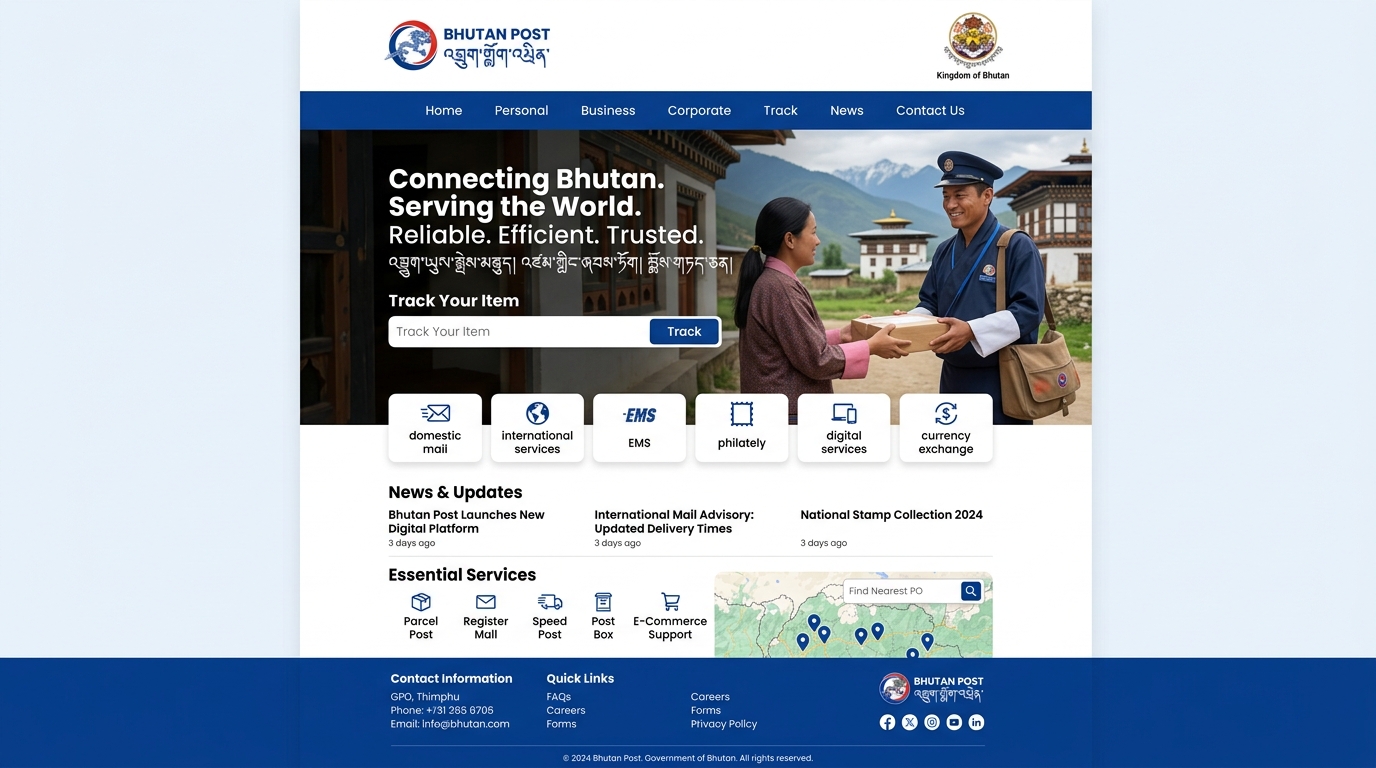 Bhutan Post website preview
