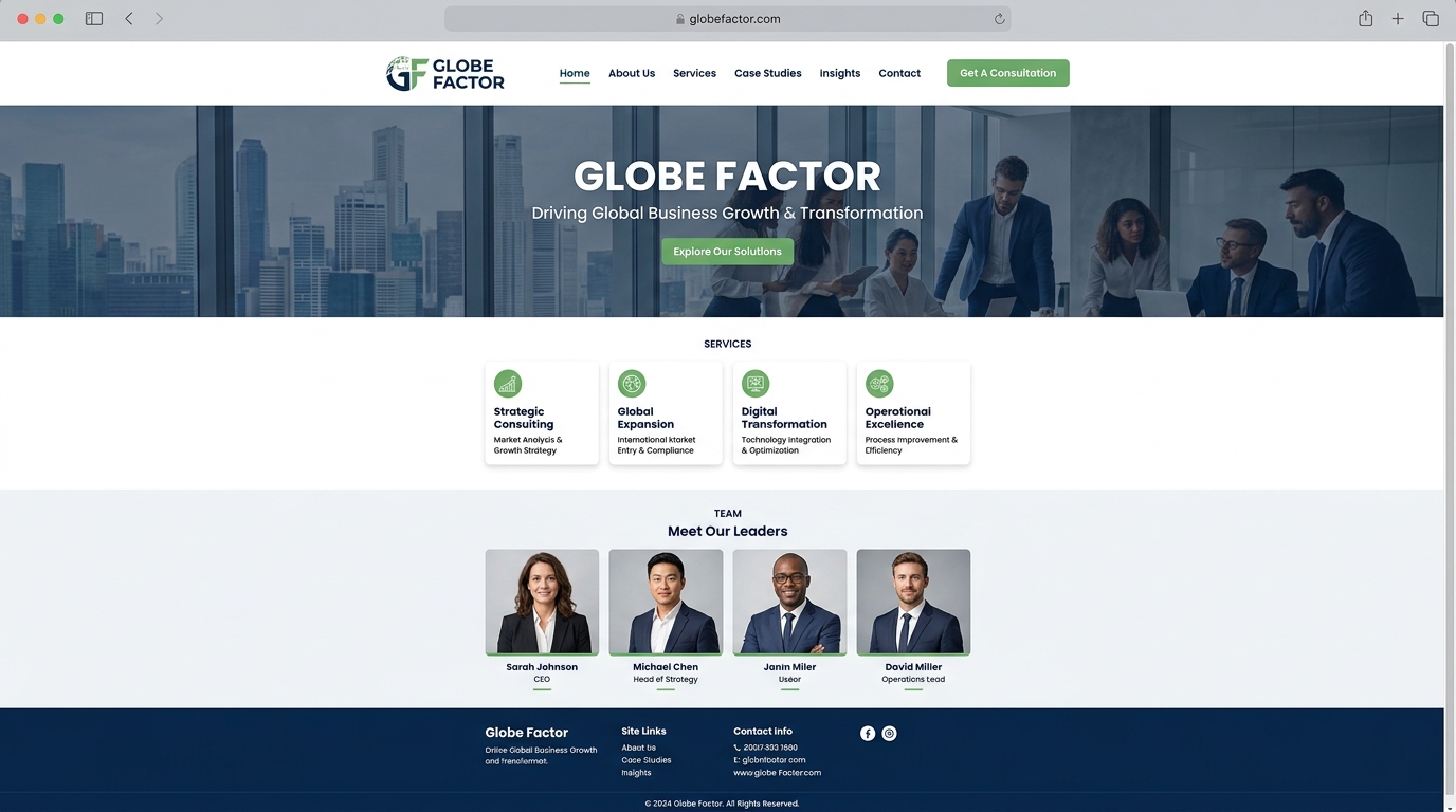 Globe Factor website preview